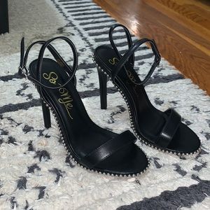 Black studded high heel sandals